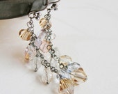 Dangle Earrings - Swarovski, Crystals, Oxidized Silver Earrings,  Glass, Czech
