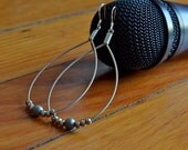Elegant Teardrop Guitar String Earrings with Stardust Beads Gift for Musician or Music lover