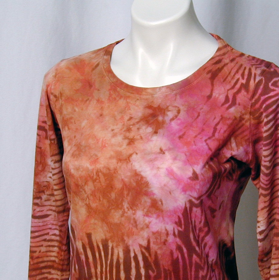 Strawberries and Apricots Spiced with Cinnamon and Striped with Teak Arashi Shibori Tee (small)