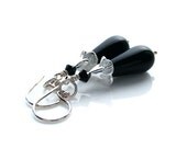 Black Teardrop Earrings, Handcrafted in Sterling Silver with Jet Swarovski Crystals & Ebony Glass