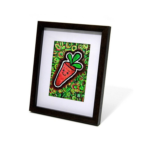 Happy Carrot 5" x 7" Original Acrylic Painting
