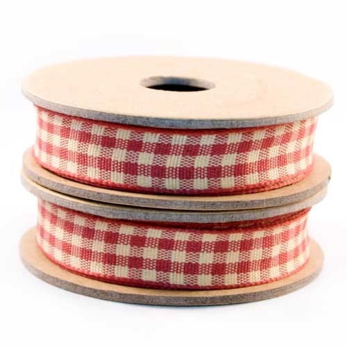 Rustic RED GINGHAM Fabric Ribbon per 3 metres / Yards