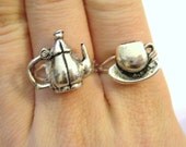 Teacup Ring Mother Daughter Matching Set Double Finger Ring Set