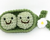 Pea pod two peas in green, yellow and white. Mother's day, baby shower, child toy 3 piece set