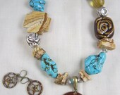 Western Necklace Chunky Magnesite Texas Star Pendant