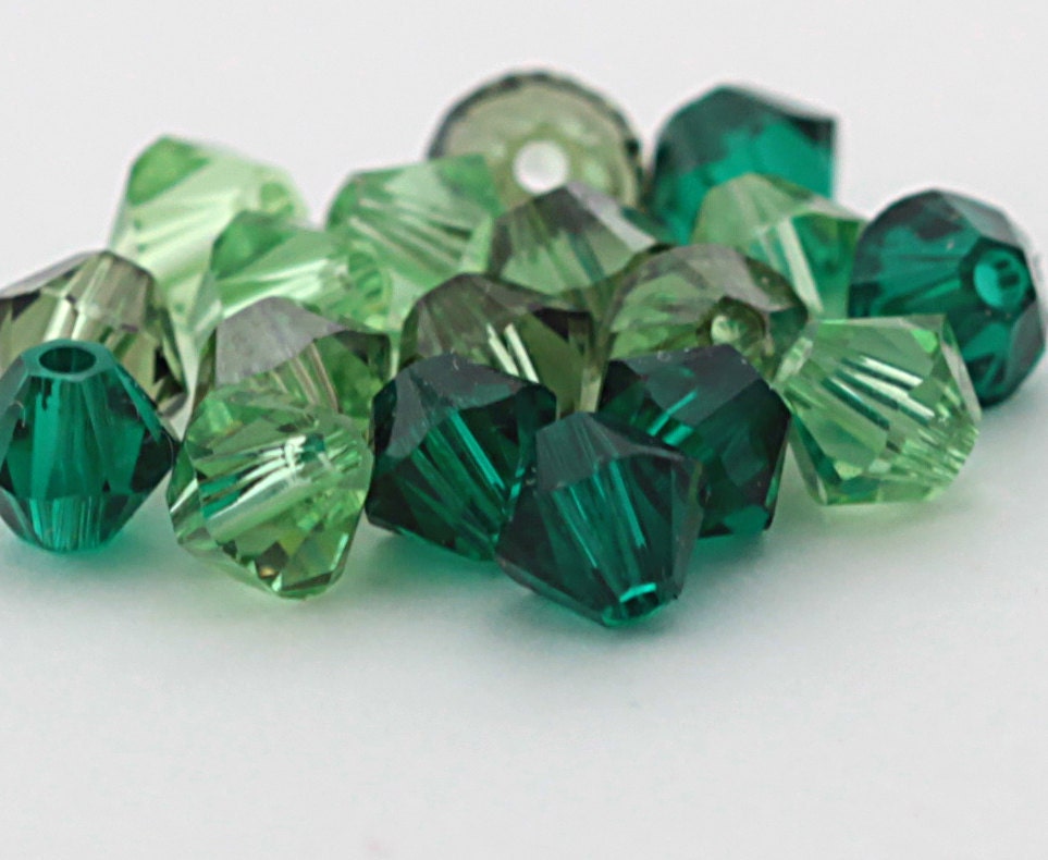 Swarovski Crystal Elements - 21,  4 mm bicone crystals - Gorgeous Greens Mix