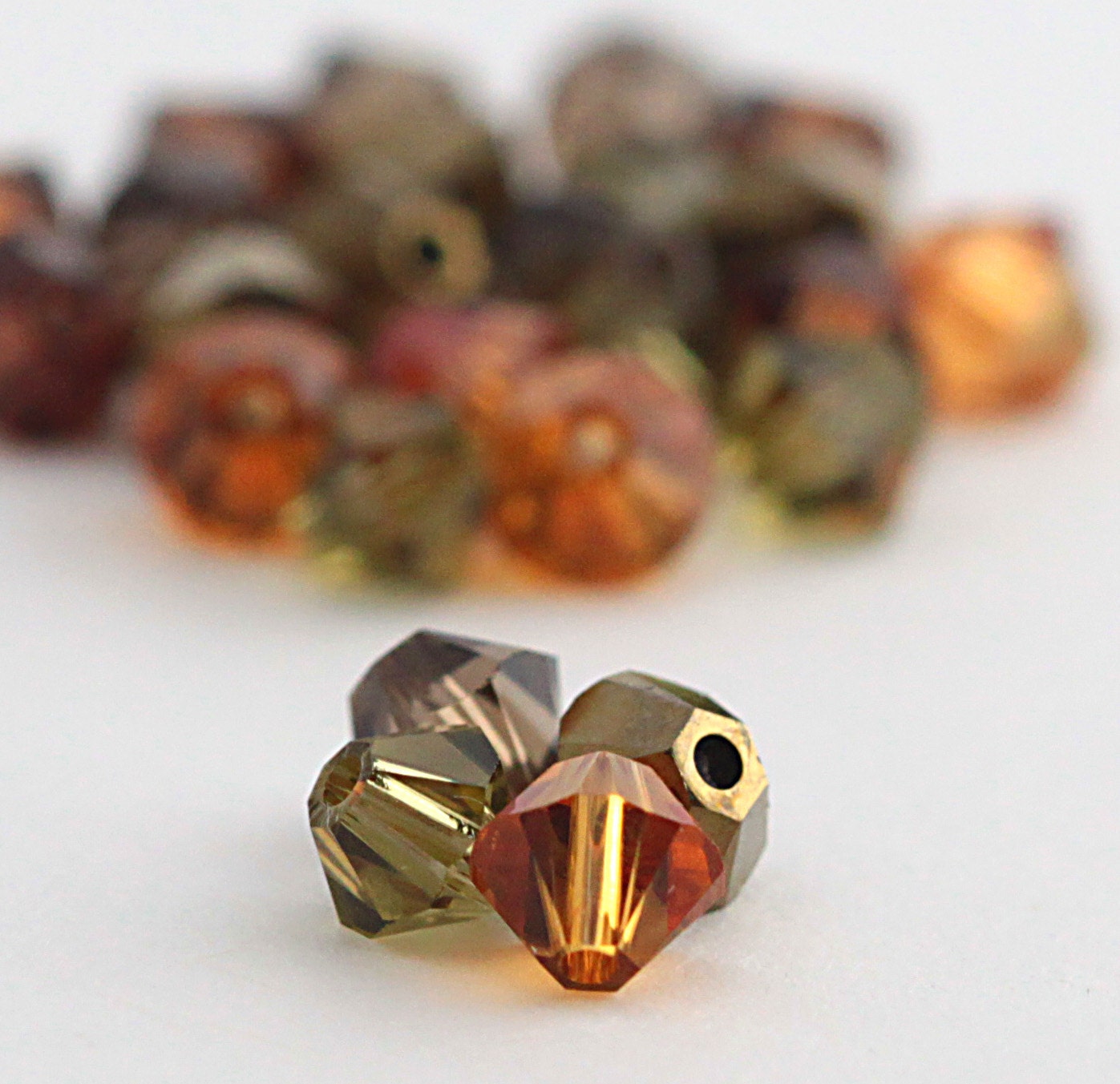 Swarovski Crystal Elements - 40,  3mm and 4mm bicone crystals - Olive Wood MIx