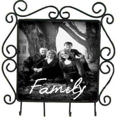 PERSONALIZED HOME DECOR-Hangable Wall Decor-Great Mothers Day Gifts for Mom-Personalized Wrought Iron Key Ring Rack - Key Holder