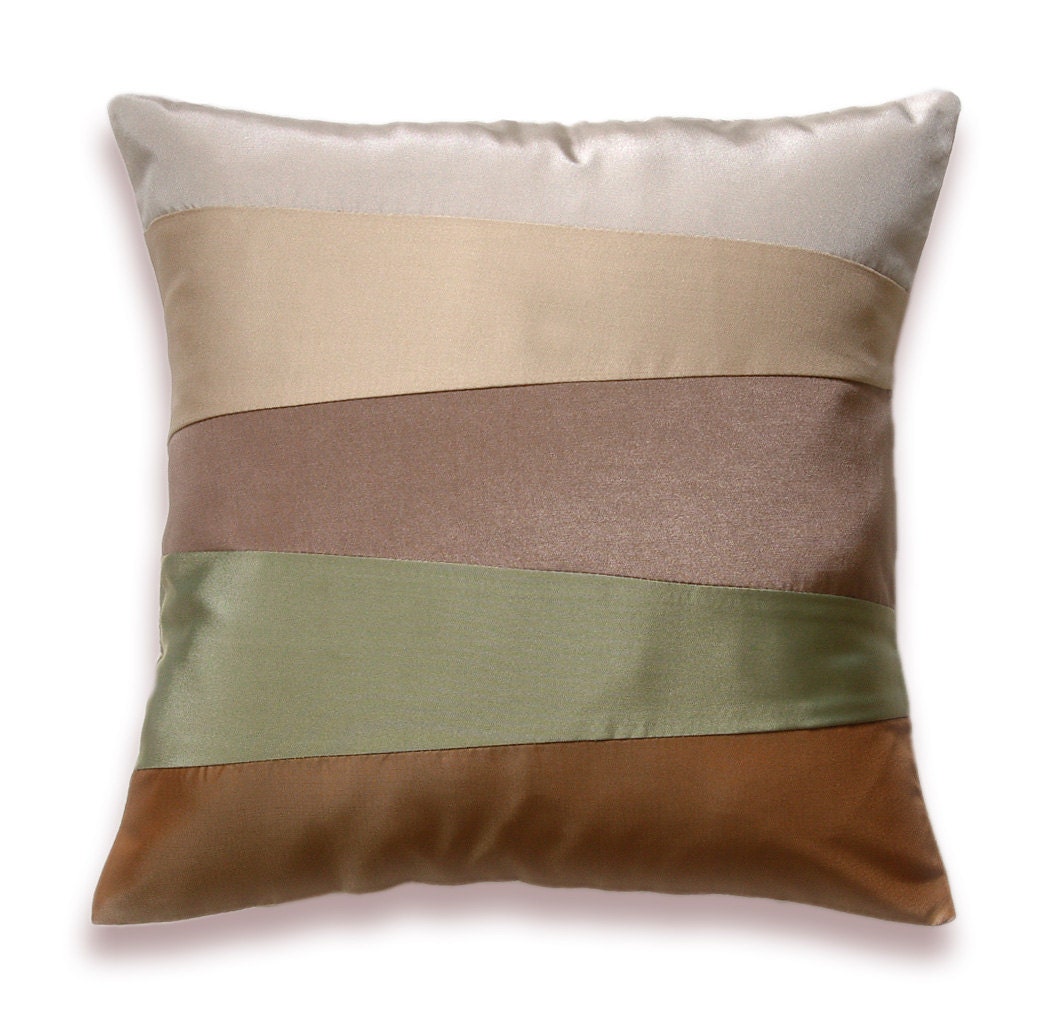 Cream Beige Sage Green Ochre Pillow Cover 16 in SIENNA DESIGN