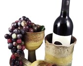Wine Cooler and Goblets- Handmade Wheel Thrown Ceramic Pottery - Ships Today