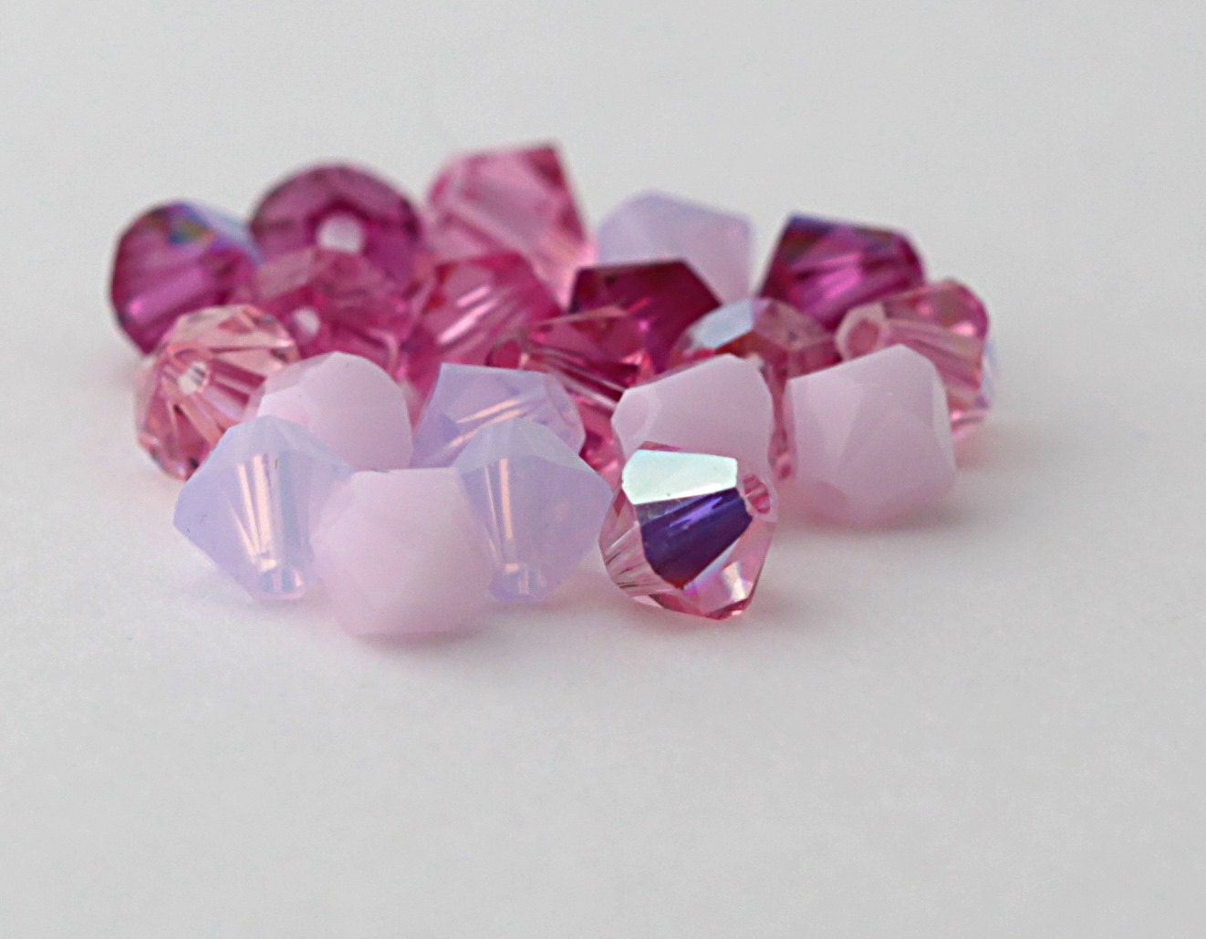 Swarovski Crystal Elements - 40,  3mm and  4mm bicone crystals - Passionate Pink Mix
