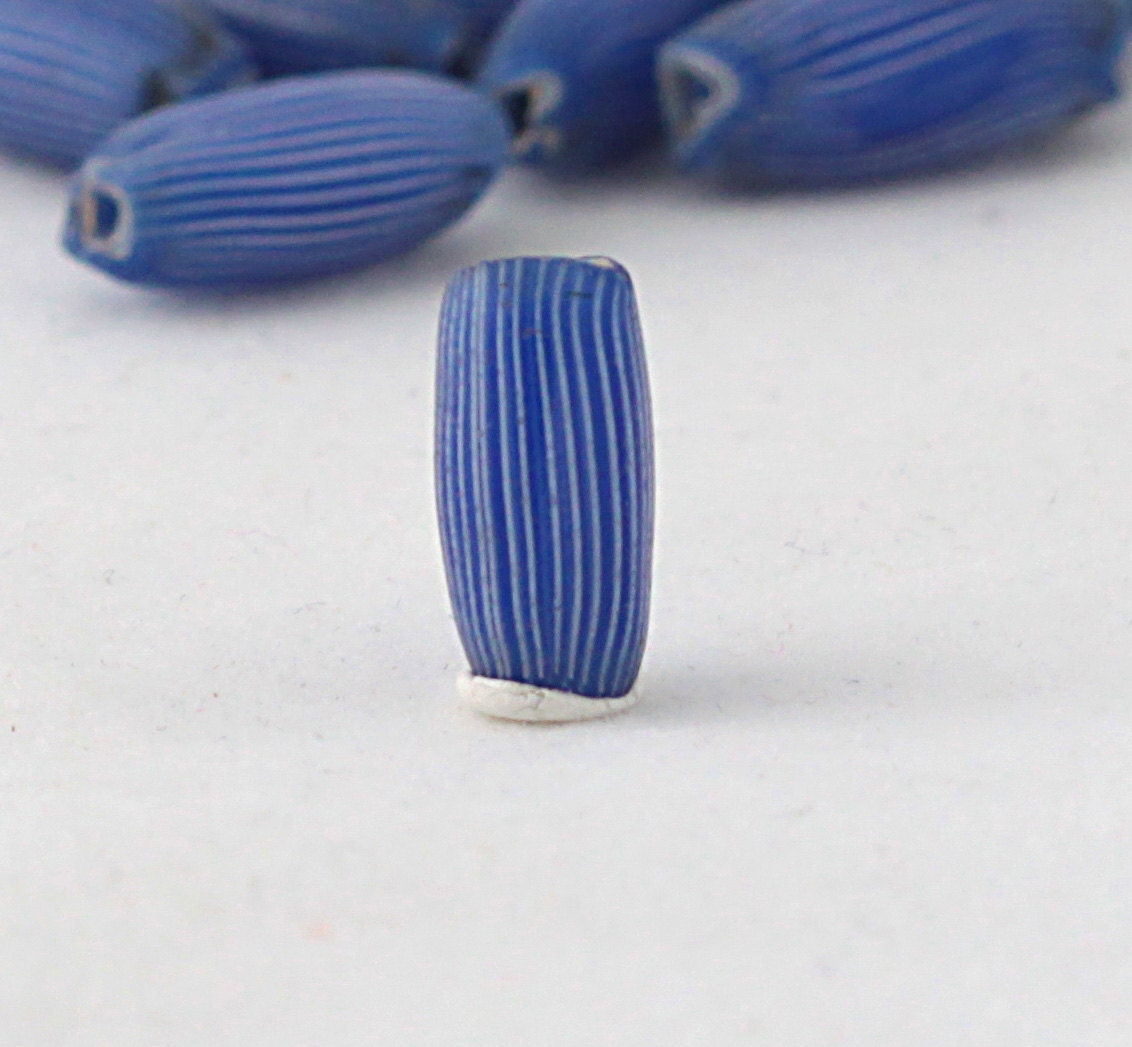 3 Onion Skin Melon Chevron Trade Beads - 1800's