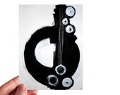 ZiGGY PLAYED GUiTAR folded note card - greeting card - stationery - black white - music - contemporary fine art