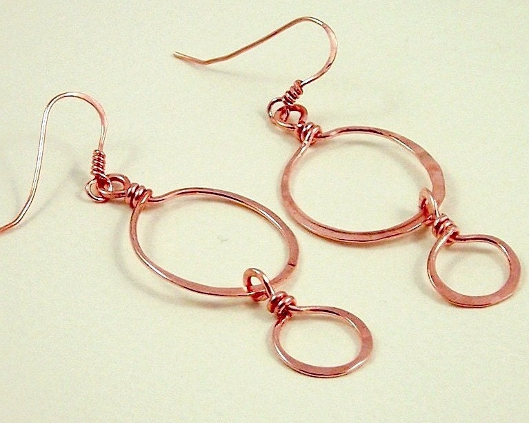 Double Copper  Hoop  Earrings