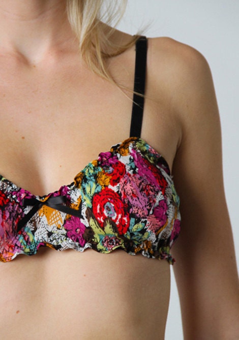 Vintage floral ruffle edge bralette