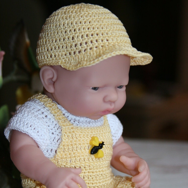 PATTERN Crochet 9.5 inch Berenguer Baby Doll Thread Bib Shorts Set