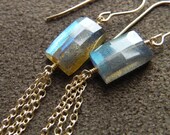 SALE  Faceted Labradorite and Gold Filled Tassel Earrings SALE