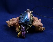 Deep Space Cuttlefish Necklace - Handmade Polymer Clay Jewelry