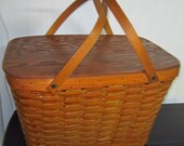 Vintage Large Picnic Basket -Woven  - Yogi the Bear Style