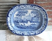 Blue Transferware English Victorian Platter by avintage obsession on etsy