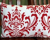 Lumbar Pillow Cover - 12inch by 16inch - Red and White