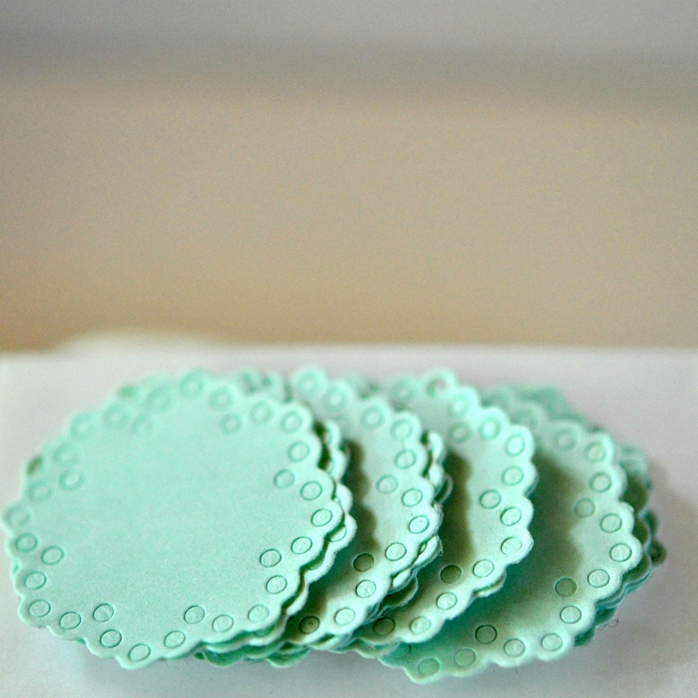 15 Doily Stickers Seals Pastel Lime