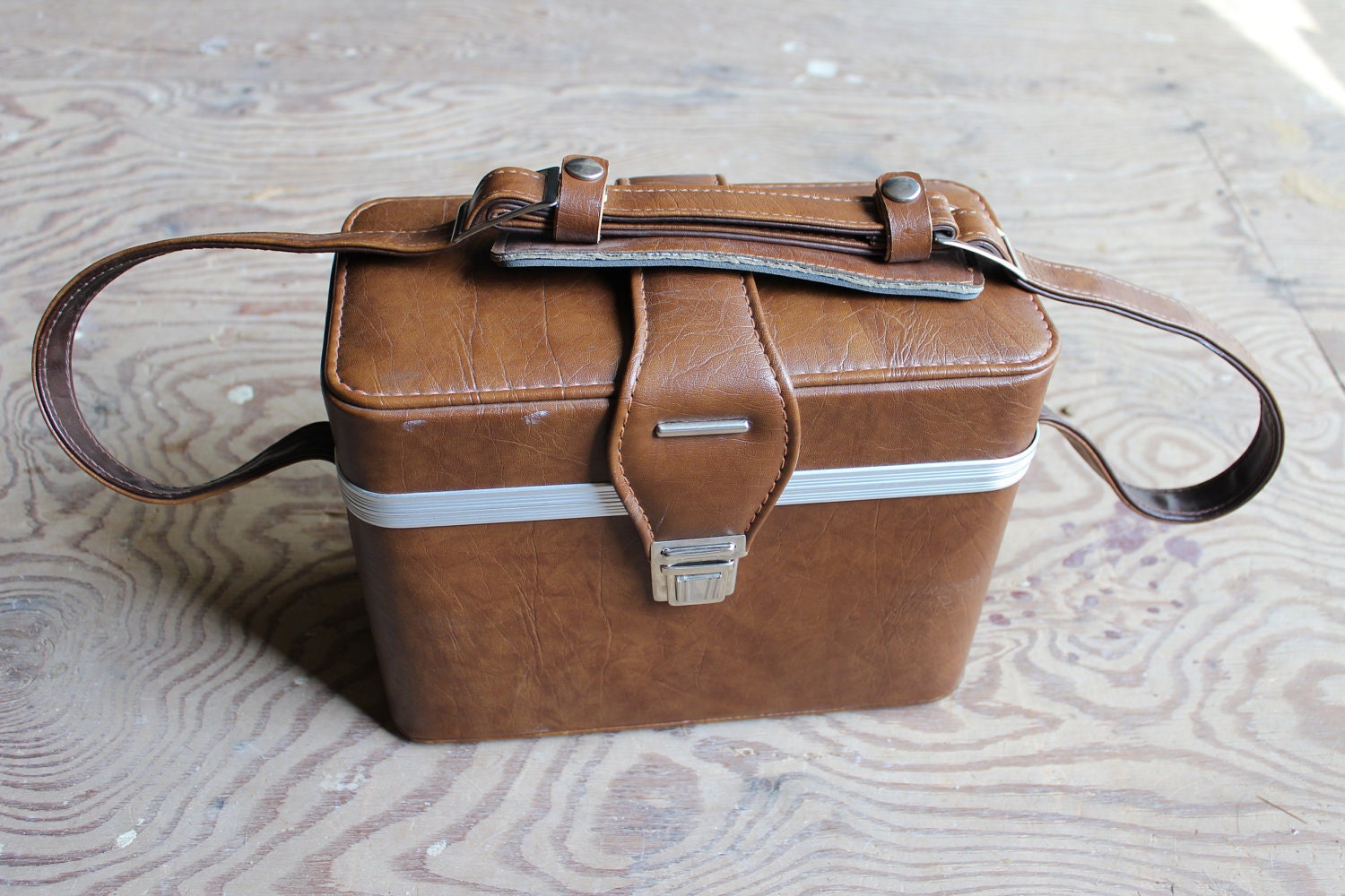 Vintage Train Case Luggage Brown