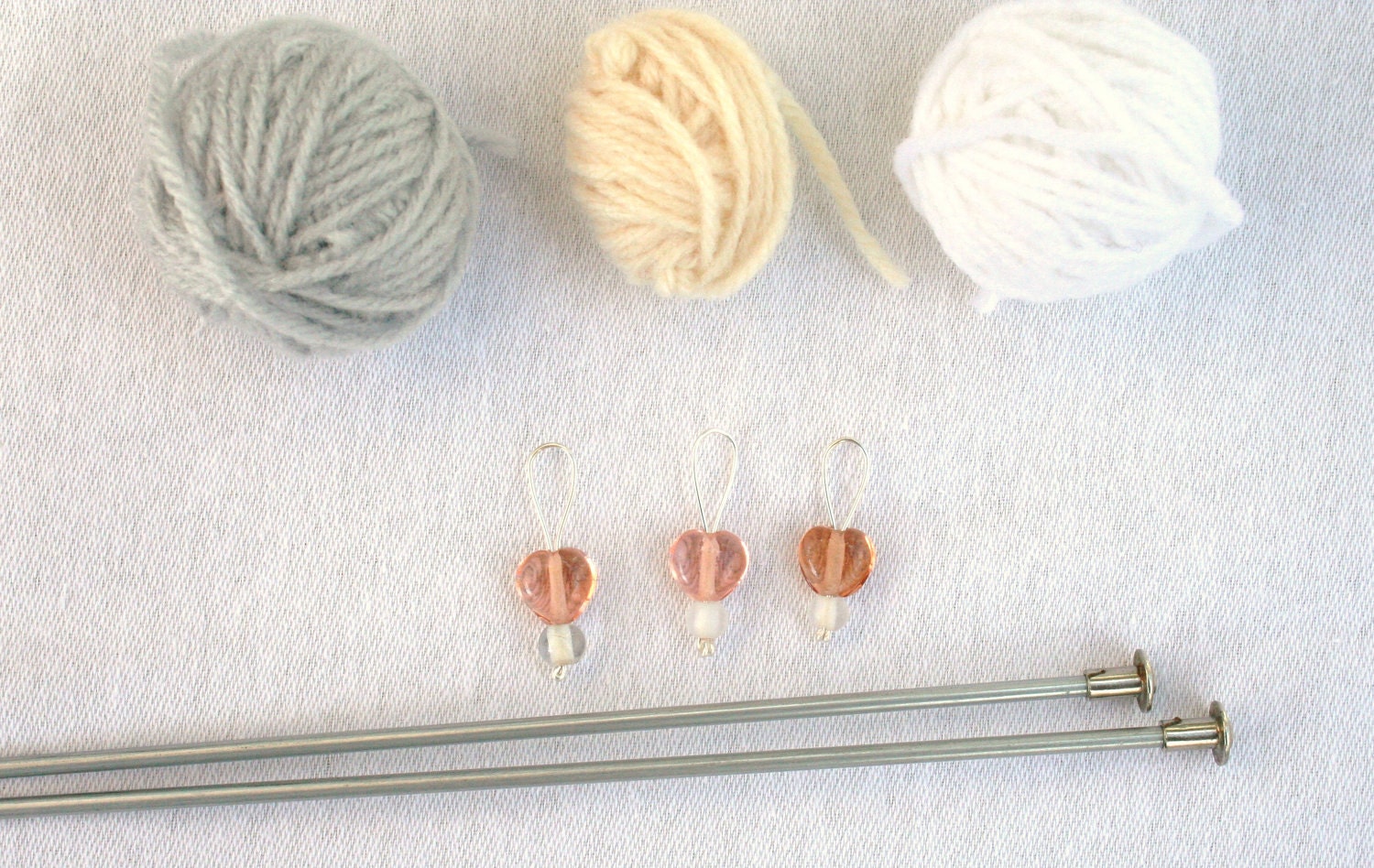 Sock Knitting Stitch Markers in Peachy Hearts (Set of 3) - TalesofKnitty