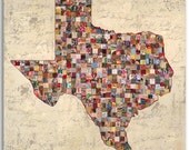 My Texas Map, Original Mixed Media Art (2010)