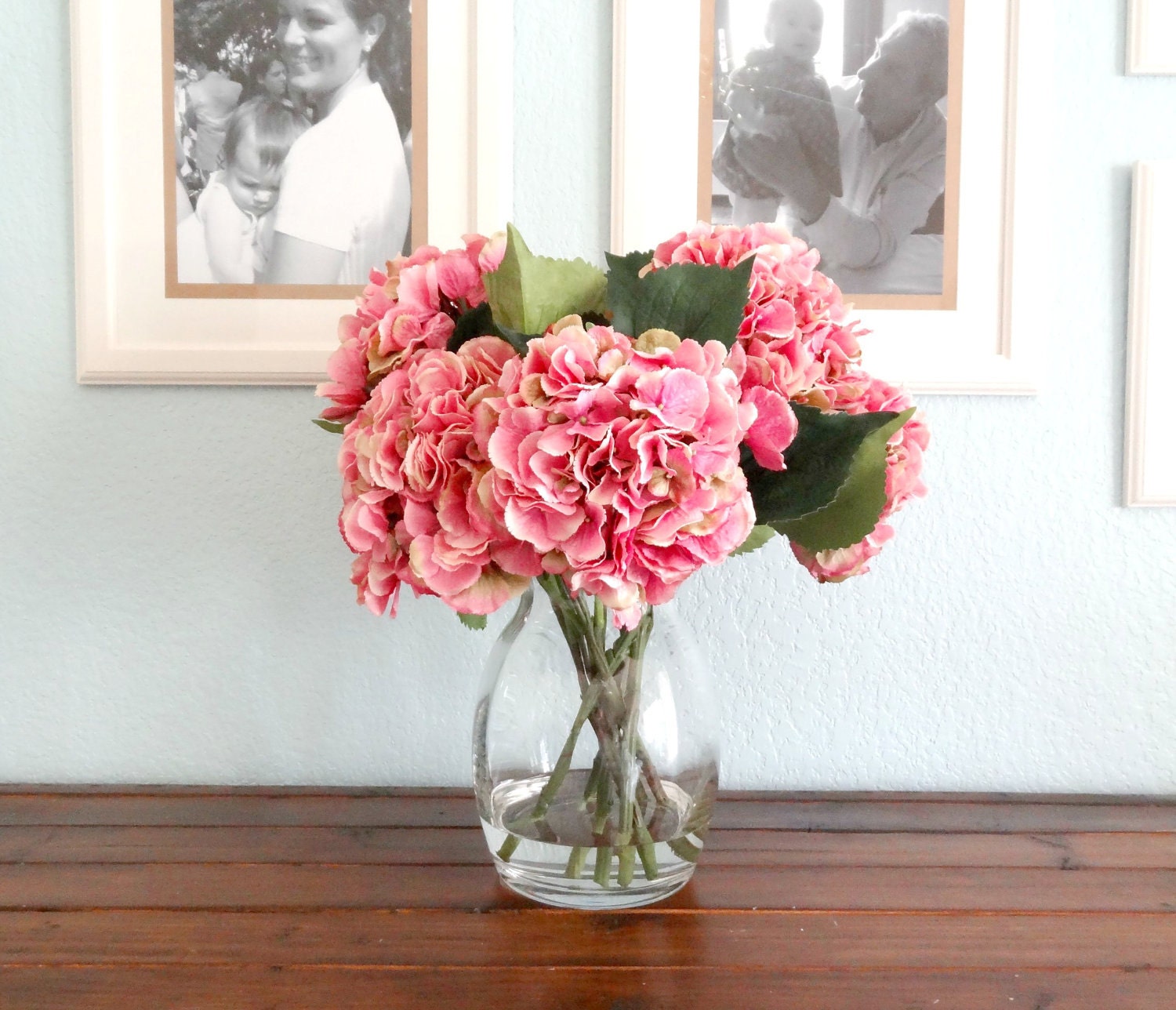 Silk Flower Arrangement - Giant Pink Hydrangeas - FortheHome