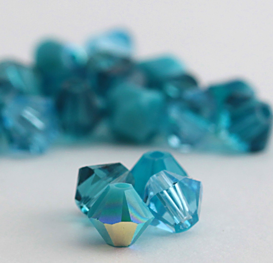 Turquoise Swarovski Crystal Mix - 20, 4mm Bicones