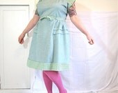 BeesKnees Dress - plus size - green gingham and check vintage fabrics - 49B-42W-60H