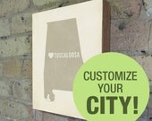 Customized City State Heart - Wood Block Art Print