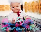 I'm One - a Girl's First Birthday Onesie or Shirt in Zebra, Aqua and Hot Pink