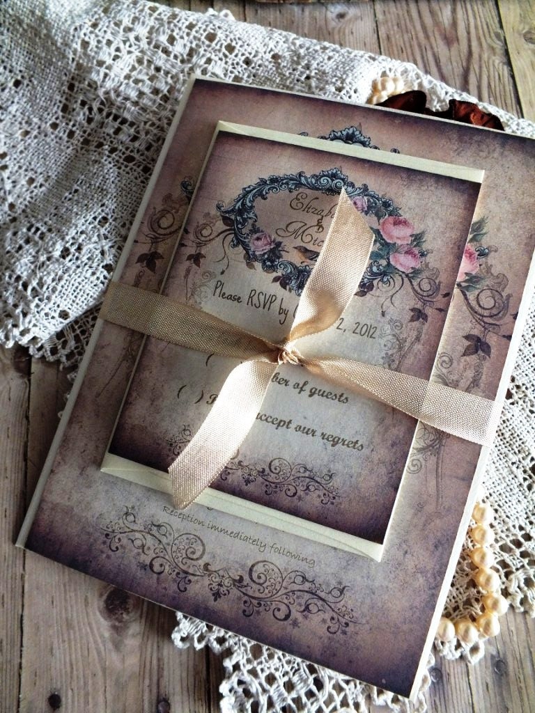 Vintage Handmade Wedding Invitation Suite Sample by avintageobsession on etsy