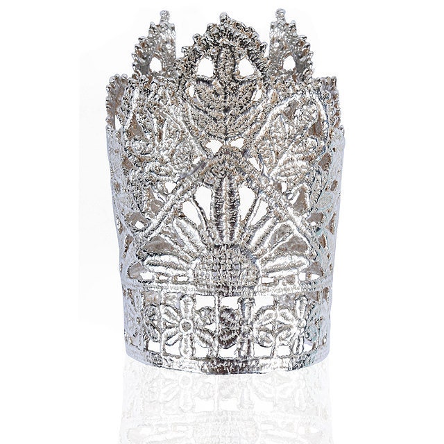 Lace Silver Crown Cuff - JulietSutton