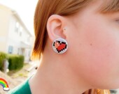 Heart Meter Button Post Earrings