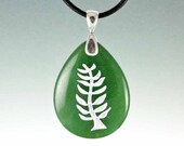 Nyame Nti - By Gods Grace - Engraved Stone Pendant - Green Dyed Jade