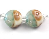 Handmade Lampwork Bead Sparkling Beach Blossoms set 2 Earring pair CD Lampwork