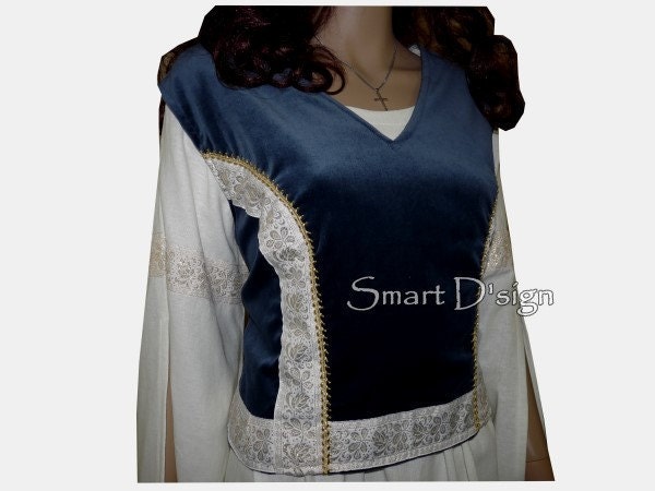 Royal medieval bridal gown, luxurios with velvet vest