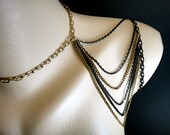 Black and Gold Shoulder Necklace Chain