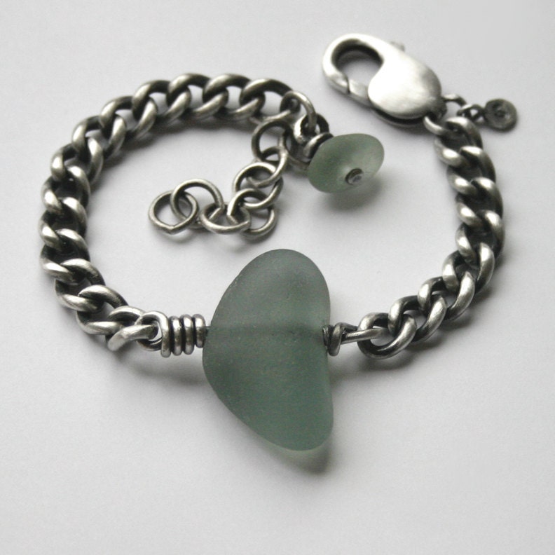 Sterling Silver Aqua Seaglass Bracelet  - One Fine Day