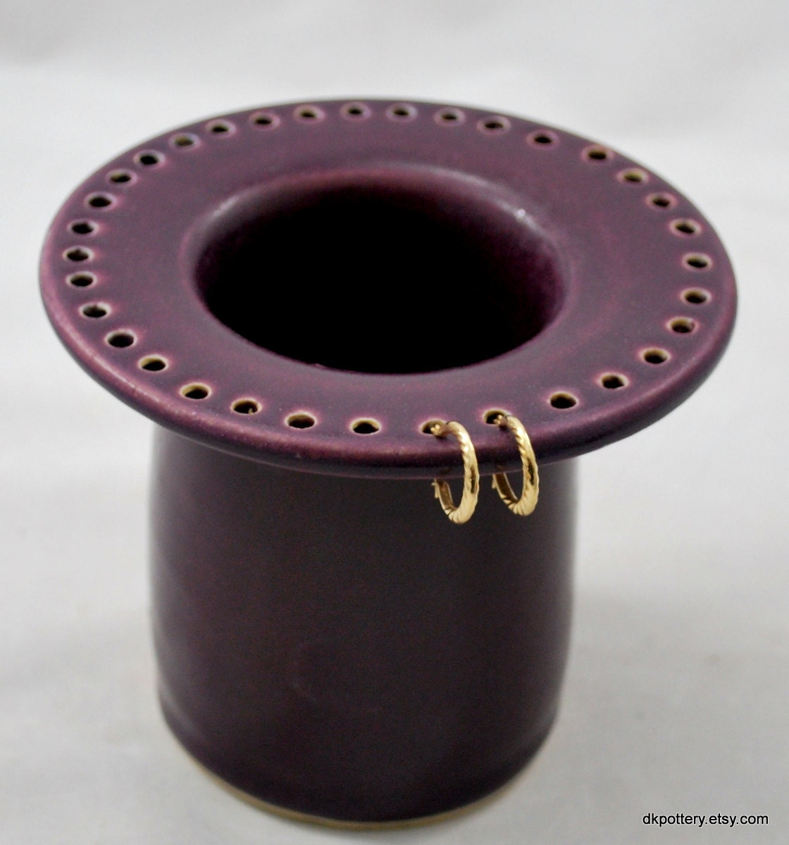 Purple Earring Holder Stoneware Pottery