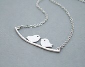 Birds on a Branch Necklace, Kissing Bird Necklace, Love Birds Necklace