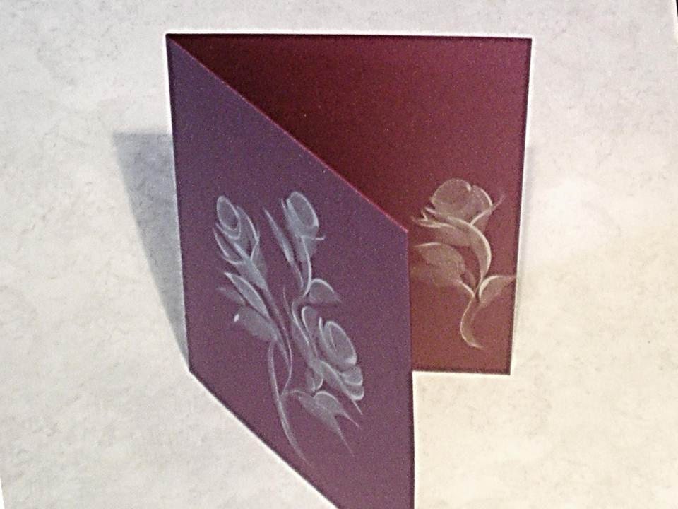 RESERVED for Wendy - Hand Painted Wedding Invitations - Silver Roses on Ruby Card Stock