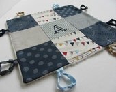 Baby Boy Lovey Blanket with Custom Hand Embroidery  by Dolce Dreams