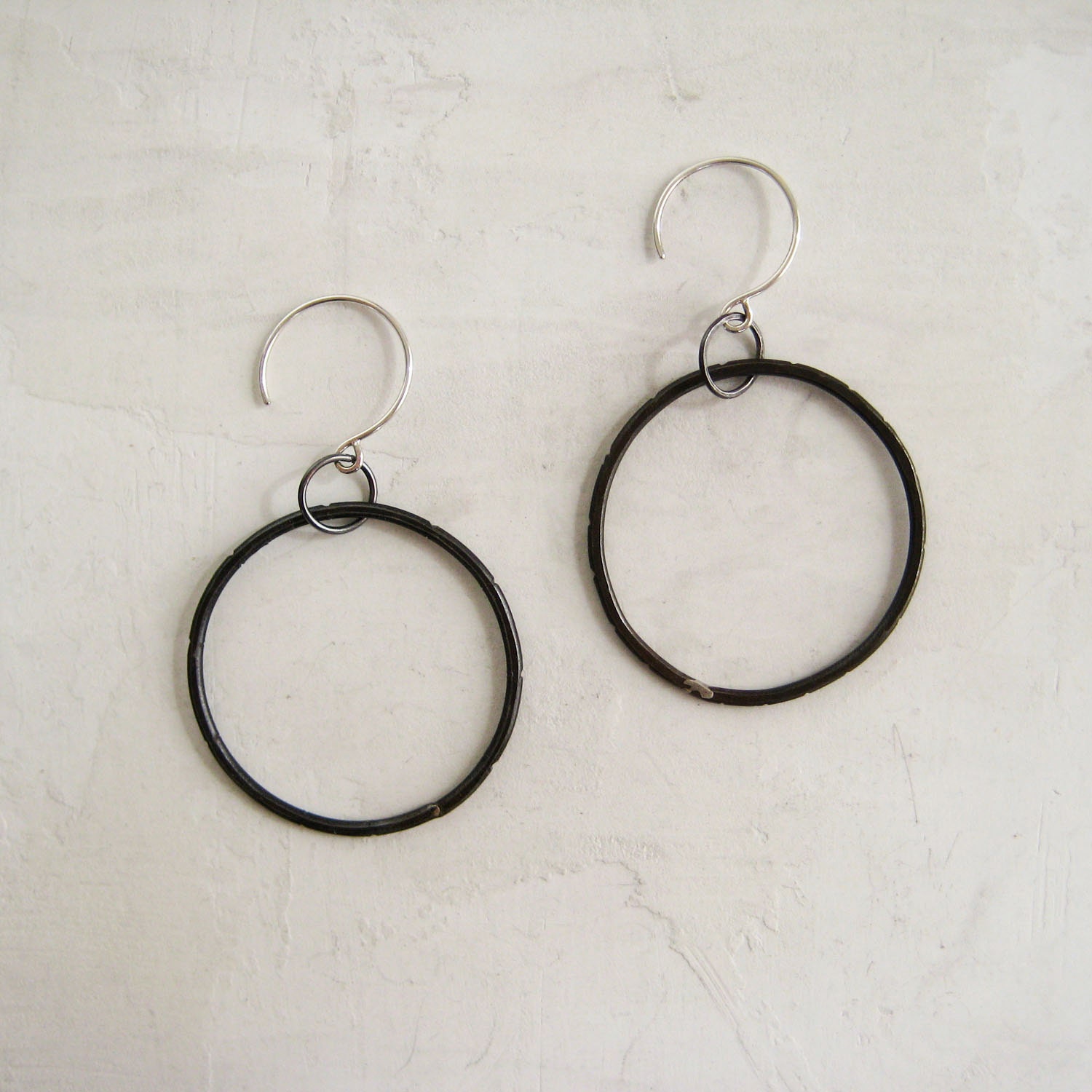 Steel Circles - Black Circle Earrings