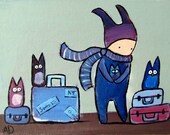 Childrens Decor, Whimsical Owl Painting, Nursery Art, Kids Room