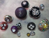 Vintage and New  Rhinestone and Jeweled Buttons Bakers Dozen - D