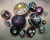 Vintage and New  Rhinestone and Jeweled Buttons Bakers Dozen - K